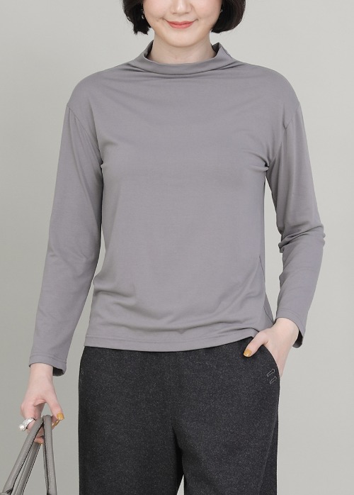 애비뉴투지 엄마옷 보들 스판 반목 기모 여성 봄 가을 겨울 긴팔 티셔츠 A11157 50대 60대 중년여성