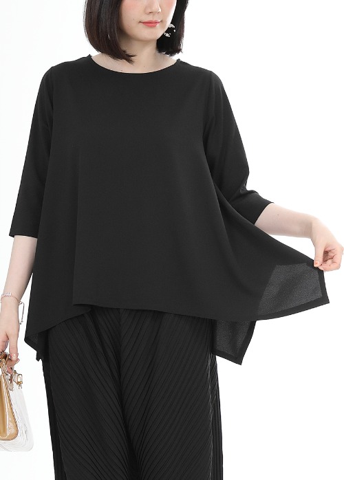 애비뉴투지 엄마옷 아방가르드 가오리 블랙 여성 여름 칠부 블라우스 B07207 50대 60대 중년여성