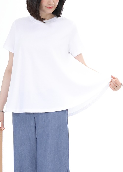 A라인 플레어 루즈핏 여성 여름 반팔 라운드 티셔츠 A07234