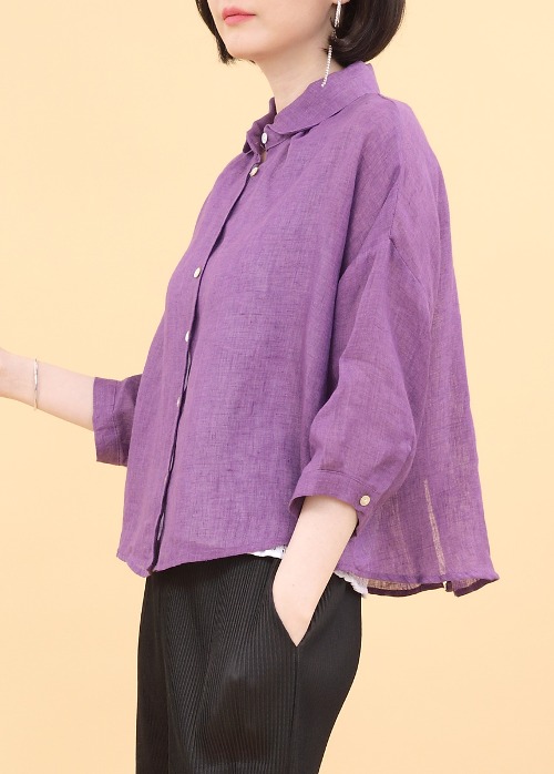 애비뉴투지 엄마옷 모시 린넨 마 둥근카라 시스루 여성 여름 칠부 남방 블라우스 B05330 50대 60대